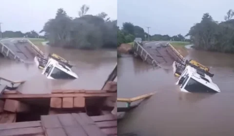 VÍDEO: Ponte desaba em Iracema (RR) e caminhão cai no rio após denúncias de irregularidades