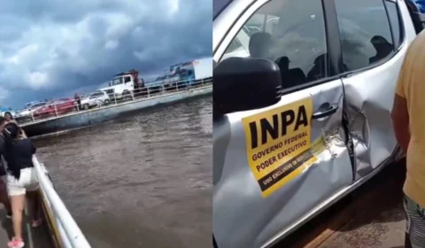 VÍDEO: Colisão entre balsas em Manaus causa estragos em veículos