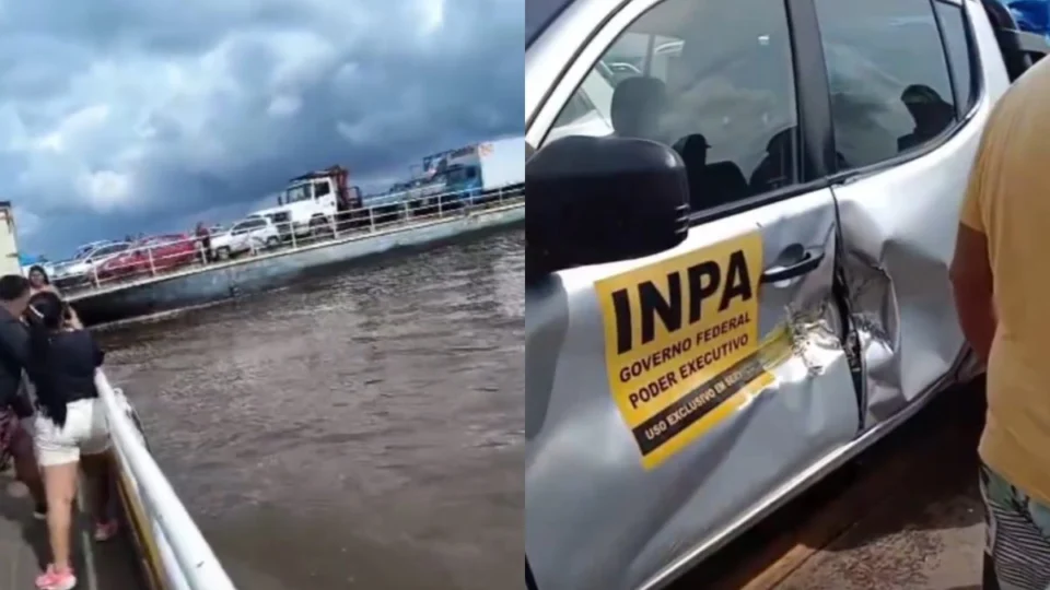 VÍDEO: Colisão entre balsas em Manaus causa estragos em veículos