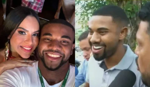 VÍDEO: Davi Brito deixa delegacia sorrindo e comendo pipoca após depor sobre acusação de Tamires Assis