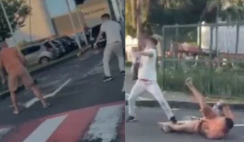 VÍDEO: Homens trocam socos em frente a shopping de Manaus
