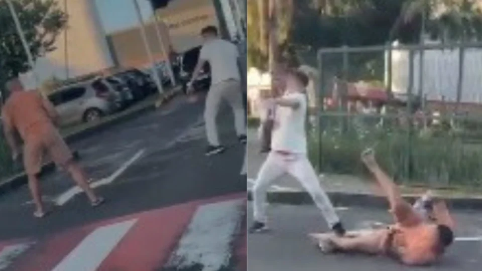 VÍDEO: Homens trocam socos em frente a shopping de Manaus