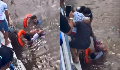 Homem bêbado se joga no rio durante viagem para o Festival de Parintins; veja vídeo