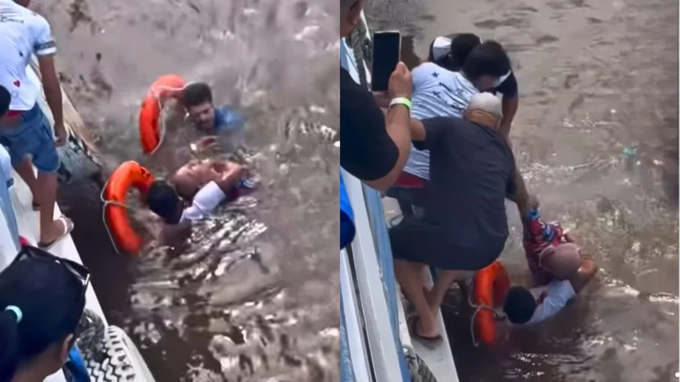 Homem bêbado se joga no rio durante viagem para o Festival de Parintins; veja vídeo