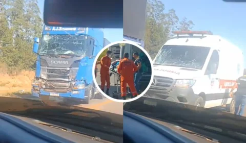 VÍDEO: ambulância colide com caminhões e carros e deixa feridos na BR-364, em Vilhena