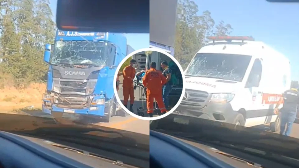 VÍDEO: ambulância colide com caminhões e carros e deixa feridos na BR-364, em Vilhena