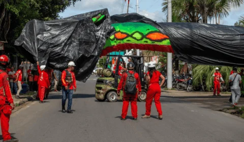 Boi Garantido inicia translado de alegorias para o Festival de Parintins 2025