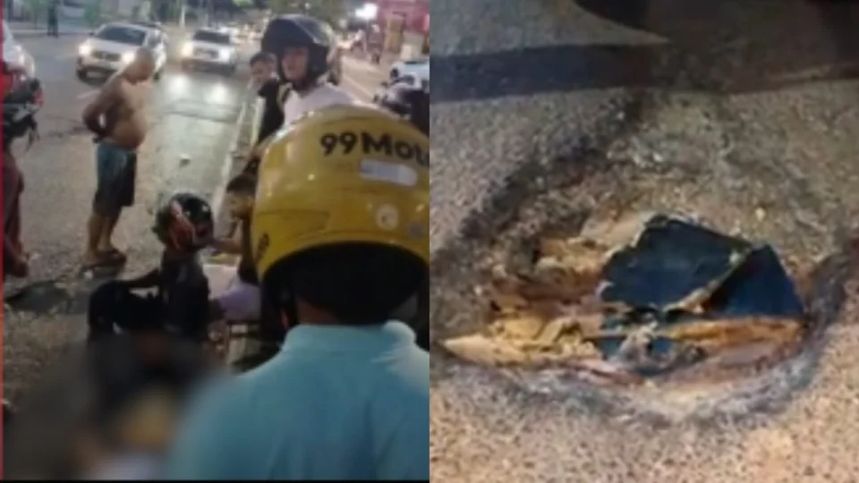 VÍDEO: Grávida e bebê morrem após acidente causado por buraco na Djalma Batista, em Manaus