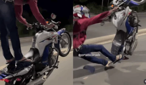 Deu ruim! Motociclista tenta manobra radical e acaba com motocicleta destruída; veja vídeo