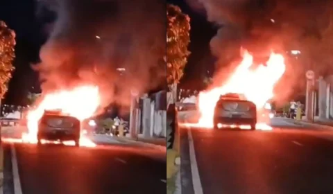 VÍDEO: carro em chamas interdita avenida Djalma Batista, em Manaus