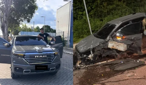 VÍDEO: Influenciador se pronuncia após destruir carro em acidente na avenida do Turismo: ‘dormi no volante’