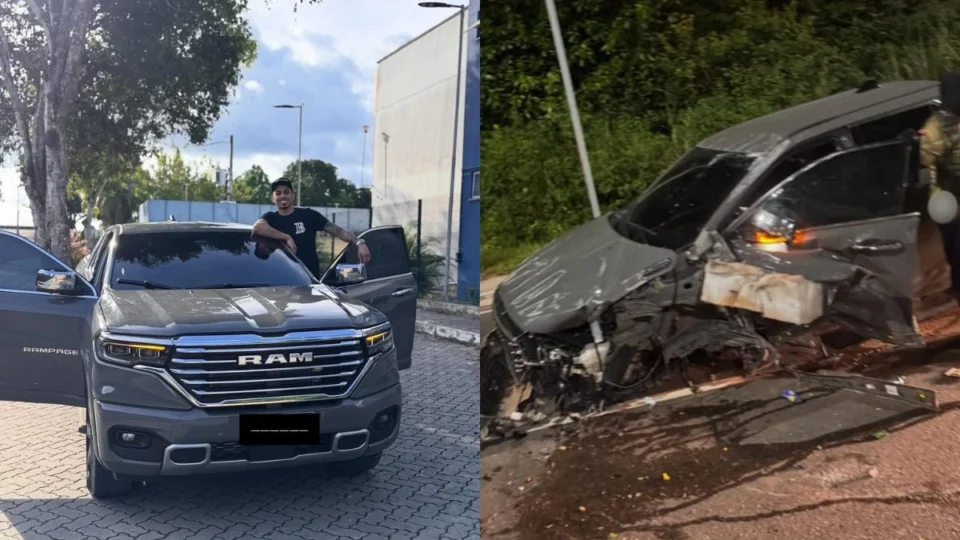 VÍDEO: Influenciador se pronuncia após destruir carro em acidente na avenida do Turismo: ‘dormi no volante’