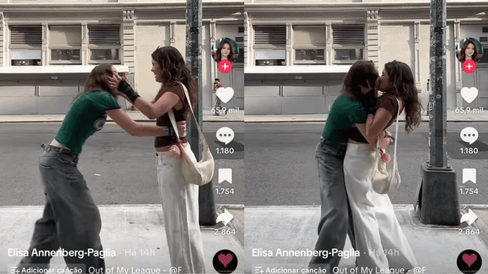 Filha de Sandra Annenberg assume namoro com atriz postando vídeo de beijão na rua