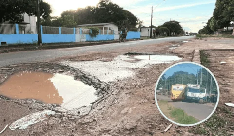 Buracos causam colisão entre ônibus e caminhão na Zona Oeste de Boa Vista