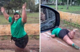 VÍDEO: Influenciadora cai de cara na lama ao tentar chamar atenção de Carlinhos Maia