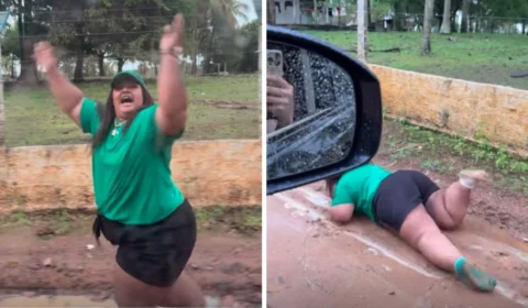 VÍDEO: Influenciadora cai de cara na lama ao tentar chamar atenção de Carlinhos Maia