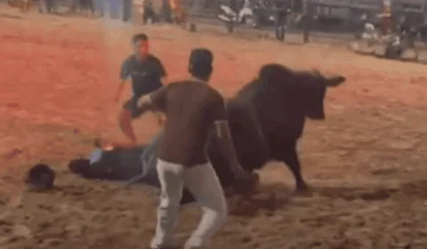 Vídeo: peão desmaia após queda durante classificatória de rodeio no interior do Acre