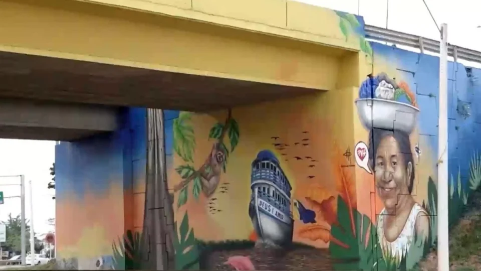 VÍDEO: Trevo do Roque ganha mural que une Amazônia e história de Porto Velho