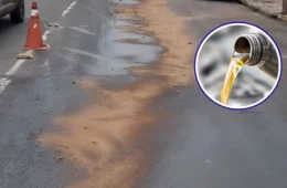 Vazamento de diesel causa acidentes na Avenida Ataíde Teive