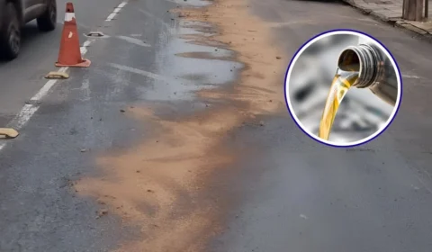 Vazamento de diesel causa acidentes na Avenida Ataíde Teive