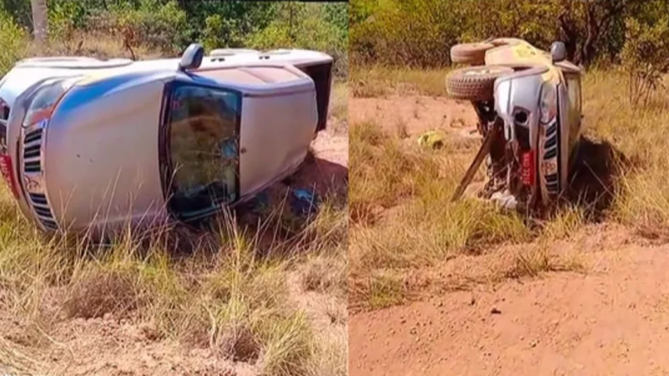 Veículo contratado para transporte escolar tomba em rodovia de Uiramutã