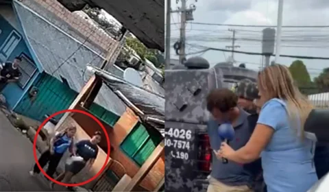 Vídeo mostra momento em que suspeito de matar mulher com tiro na cabeça chega a polícia em Manaus