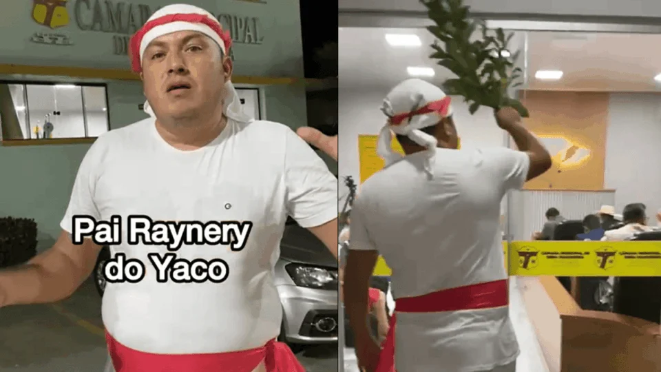 VÍDEO: após briga entre vereadores no Acre, humorista “benze” Câmara vestido de pai de santo