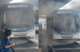 Princípio de fumaça em ônibus causa pânico no Terminal Urbano de Rio Branco