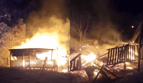 Incêndio de grandes proporções destrói residência em Brasiléia após briga entre irmãos