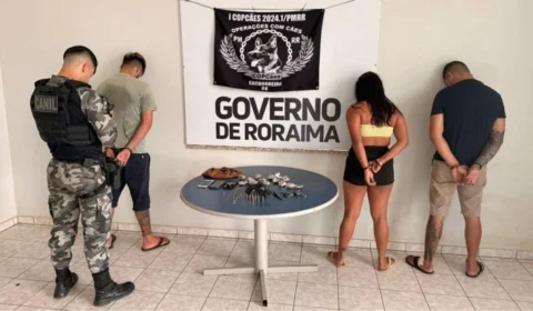 Trio é preso com arma e drogas após tentativa de fuga