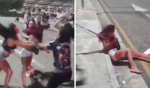 VÍDEO: Torcedoras do Remo agridem torcedora do Paysandu e quase a deixam despida