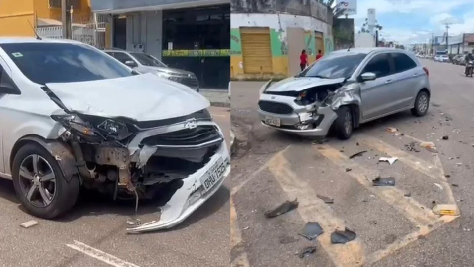 VÍDEO: Motorista fica ferido após colisão entre carros no Centro de Porto Velho