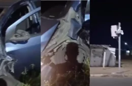 Motorista embriagado capota carro após bater em um radar na Avenida Princesa Isabel