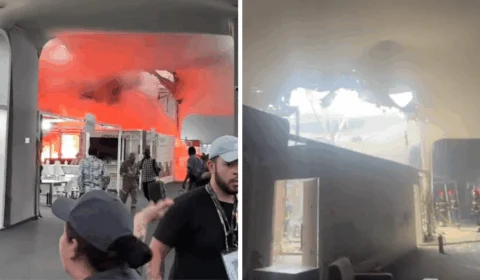 Fogo é controlado na COP30, mas deixa rombo no teto da estrutura principal