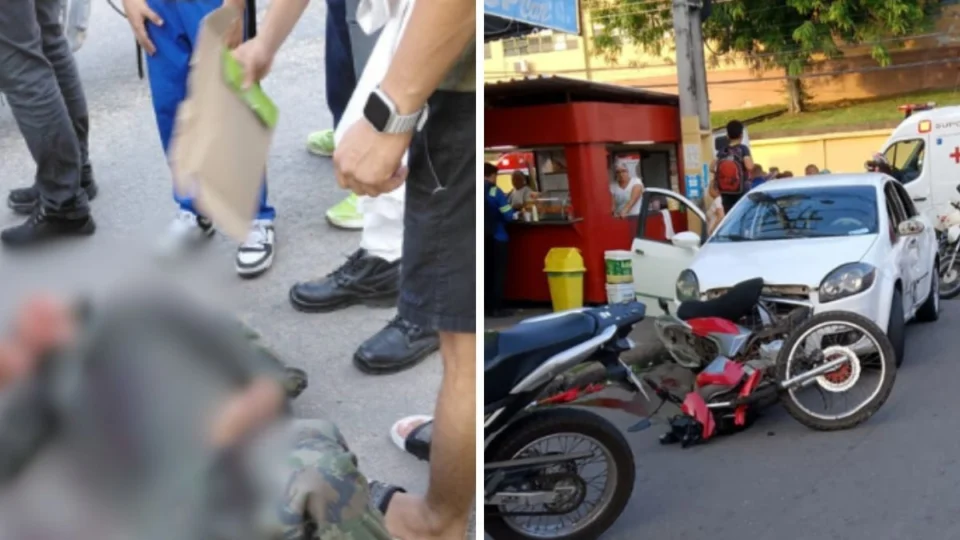 Militar da Aeronáutica sofre acidente grave em colisão em Manaus; veja vídeo