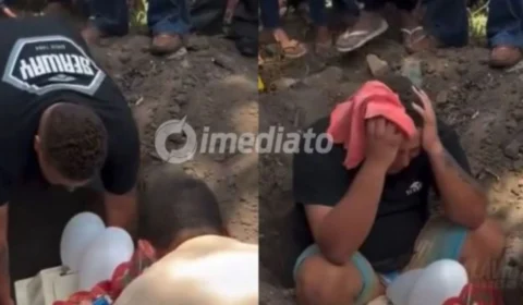 VÍDEO: Pai invade cova do filho após morte causada por caçamba tombada
