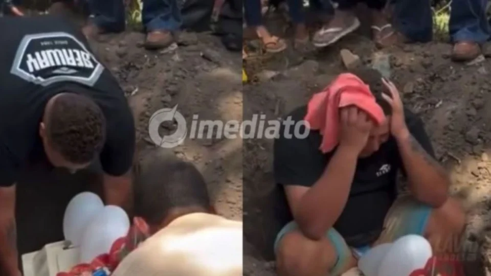 VÍDEO: Pai invade cova do filho após morte causada por caçamba tombada