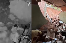 Morador escapa por pouco após parede desabar durante forte chuva em Rio Branco; veja o vídeo