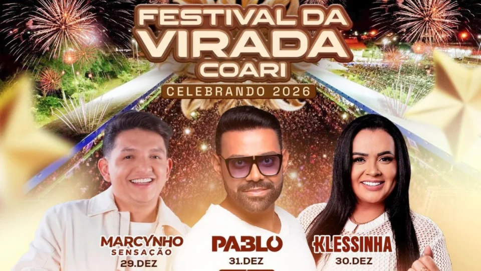 Festival da Virada celebra a chegada de 2026 com três noites de shows em Coari