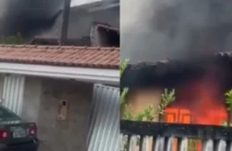 Incêndio atinge residência no Caçari e bombeiros evitam propagação das chamas