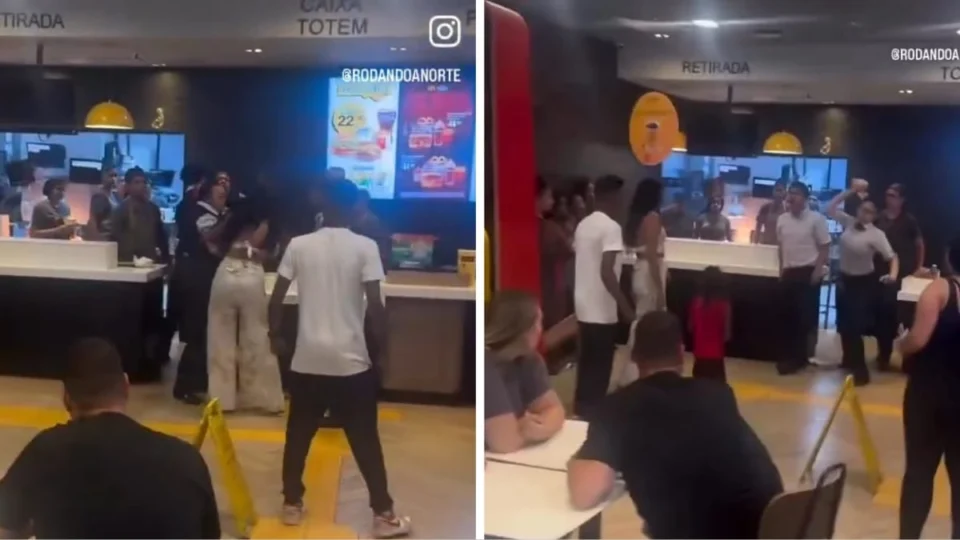 Vídeo mostra funcionários e clientes em briga com socos e chutes no Mc Donald’s