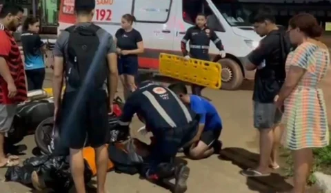 VÍDEO: Colisão entre motos deixa dois feridos no bairro Lagoinha em Porto Velho