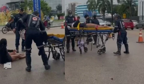 VÍDEO: Motociclista fica ferida após carro avançar preferencial em Porto Velho