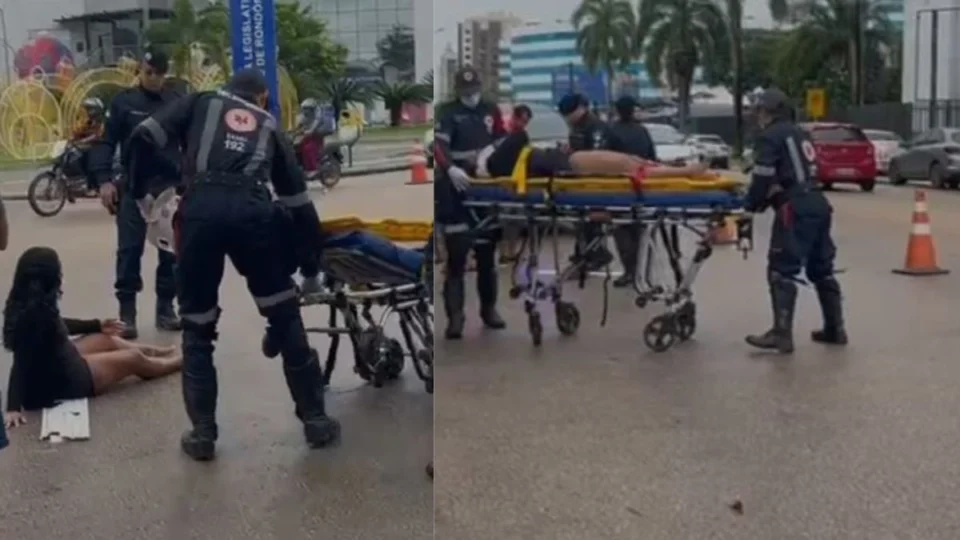 VÍDEO: Motociclista fica ferida após carro avançar preferencial em Porto Velho
