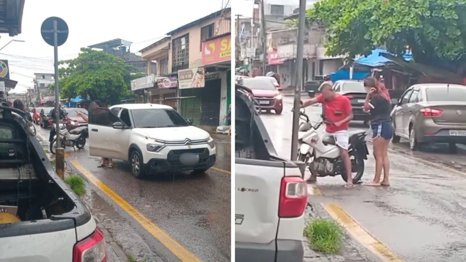 VÍDEO: mulher é jogada de veículo em movimento durante discussão com companheiro em Manaus